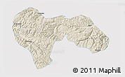 Shaded Relief 3D Map of Min Xian, single color outside