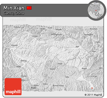 Silver Style 3D Map of Min Xian