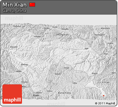Silver Style 3D Map of Min Xian