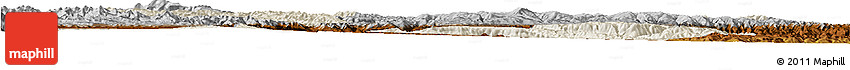 Shaded Relief Horizon Map of Min Xian, physical outside