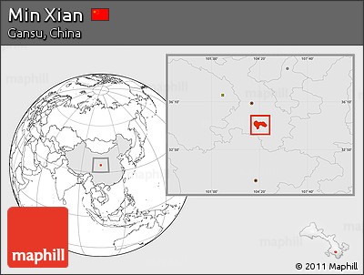 Blank Location Map of Min Xian, highlighted country
