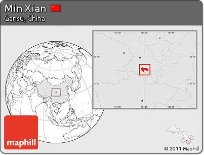 Blank Location Map of Min Xian, highlighted country