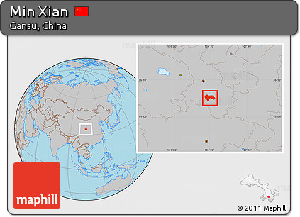 Gray Location Map of Min Xian