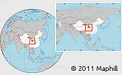Gray Location Map of Min Xian, highlighted country, highlighted parent region, within the entire country