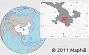 Gray Location Map of Min Xian, highlighted country, highlighted parent region