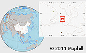 Gray Location Map of Min Xian, highlighted country