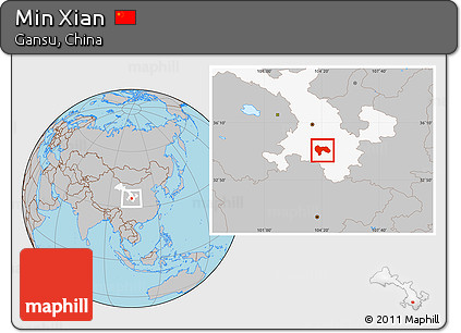 Gray Location Map of Min Xian, highlighted parent region