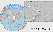 Gray Location Map of Min Xian, hill shading