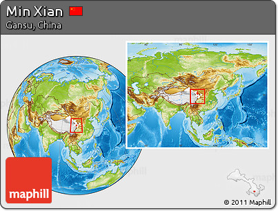 Physical Location Map of Min Xian, highlighted parent region, within the entire country