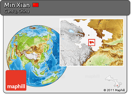 Physical Location Map of Min Xian, highlighted parent region