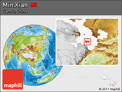 Physical Location Map of Min Xian, highlighted parent region
