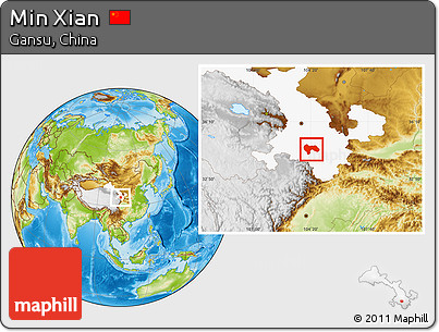 Physical Location Map of Min Xian, highlighted parent region