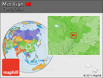 Political Location Map of Min Xian