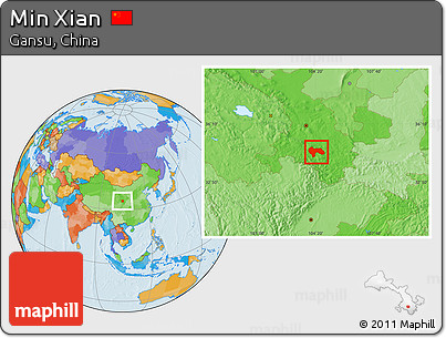 Political Location Map of Min Xian