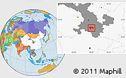 Political Location Map of Min Xian, highlighted country, highlighted parent region