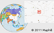 Political Location Map of Min Xian, highlighted country