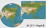 Satellite Location Map of Min Xian, within the entire country