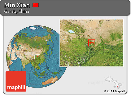Satellite Location Map of Min Xian