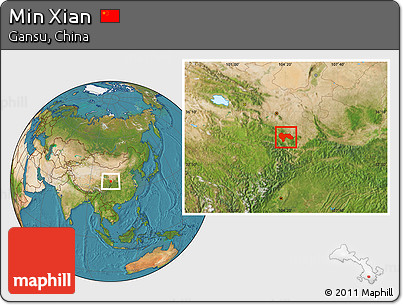 Satellite Location Map of Min Xian