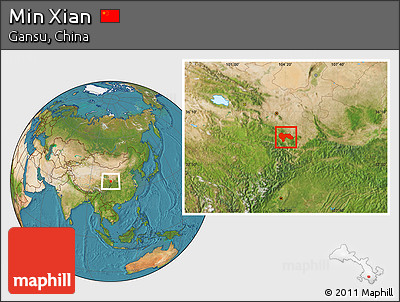 Satellite Location Map of Min Xian