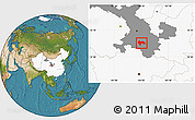Satellite Location Map of Min Xian, highlighted country, highlighted parent region