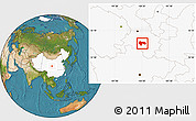 Satellite Location Map of Min Xian, highlighted country