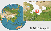 Satellite Location Map of Min Xian, highlighted parent region