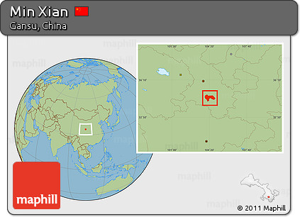 Savanna Style Location Map of Min Xian