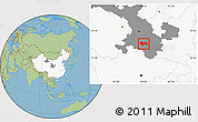 Savanna Style Location Map of Min Xian, highlighted country, highlighted parent region