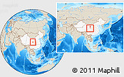 Shaded Relief Location Map of Min Xian, highlighted country, within the entire country