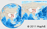 Shaded Relief Location Map of Min Xian, highlighted country, highlighted parent region, within the entire country