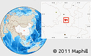 Shaded Relief Location Map of Min Xian, highlighted country