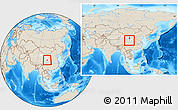 Shaded Relief Location Map of Min Xian, highlighted parent region, within the entire country