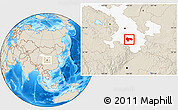Shaded Relief Location Map of Min Xian, highlighted parent region