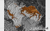 Physical Map of Min Xian, darken, desaturated