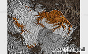 Physical Map of Min Xian, darken, semi-desaturated