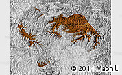 Physical Map of Min Xian, lighten, desaturated