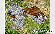 Physical Map of Min Xian, satellite outside
