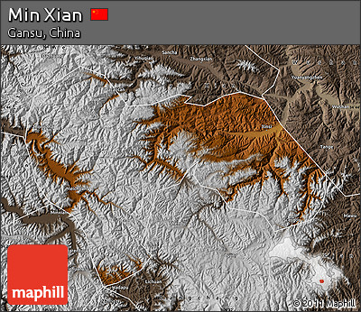 Physical Map of Min Xian, semi-desaturated