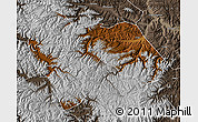 Physical Map of Min Xian, semi-desaturated