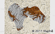 Physical Map of Min Xian, shaded relief outside
