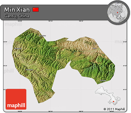 Satellite Map of Min Xian, cropped outside