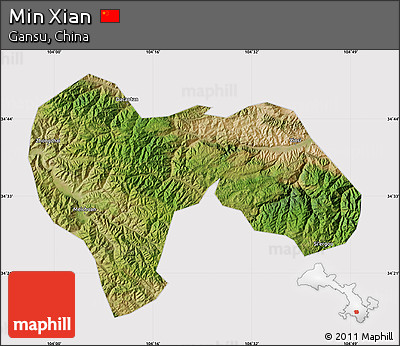 Satellite Map of Min Xian, cropped outside