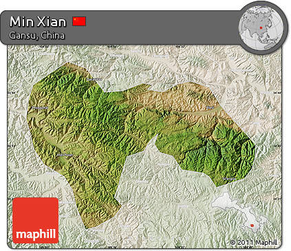 Satellite Map of Min Xian, lighten