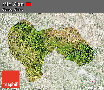 Satellite Map of Min Xian, lighten