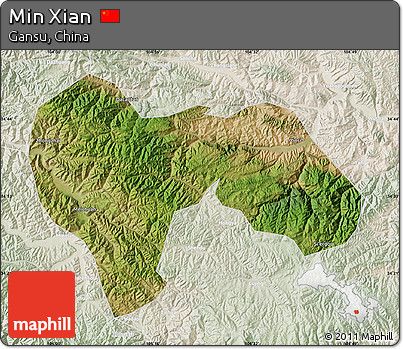 Satellite Map of Min Xian, lighten