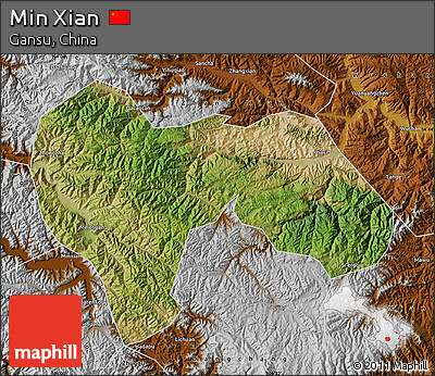 Satellite Map of Min Xian, physical outside