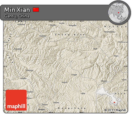Shaded Relief Map of Min Xian