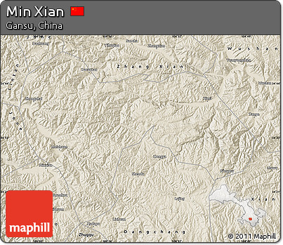 Shaded Relief Map of Min Xian