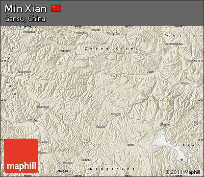 Shaded Relief Map of Min Xian